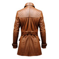 Brown Stylish Erect Collar Genuine Leather Coat-Men Leather Coat-Premium Leather Store