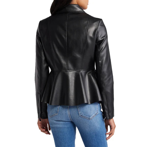 Women's Peplum Moto Leather Jacket-Women Leather Jacket-Premium Leather Store