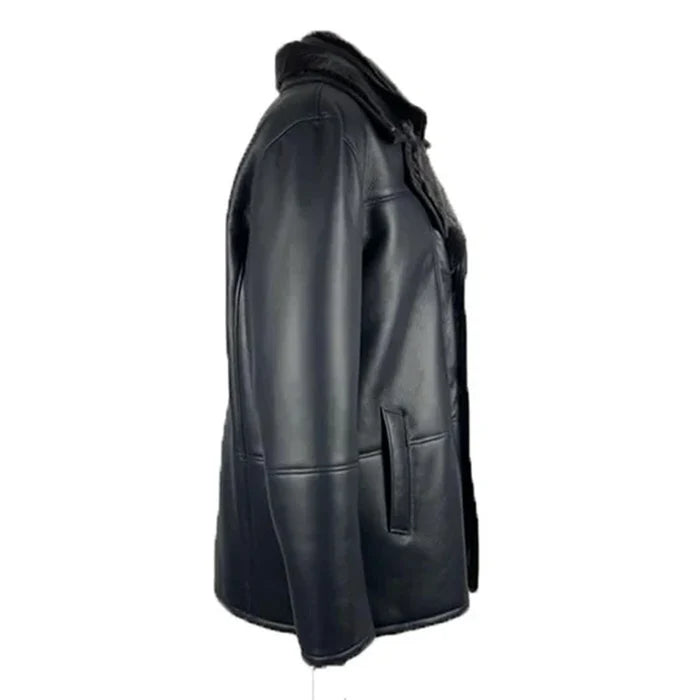Black Alex's Shearling Driving Real Leather Coat-Men Leather Coat-Premium Leather Store