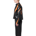 Men's Black Orange Cropped Biker Leather Jacket-Men's Biker Jackets-Premium Leather Store