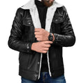 Men's Black Aviator Faux Shearling Leather Jacket-Men Shearling Jacket-Premium Leather Store
