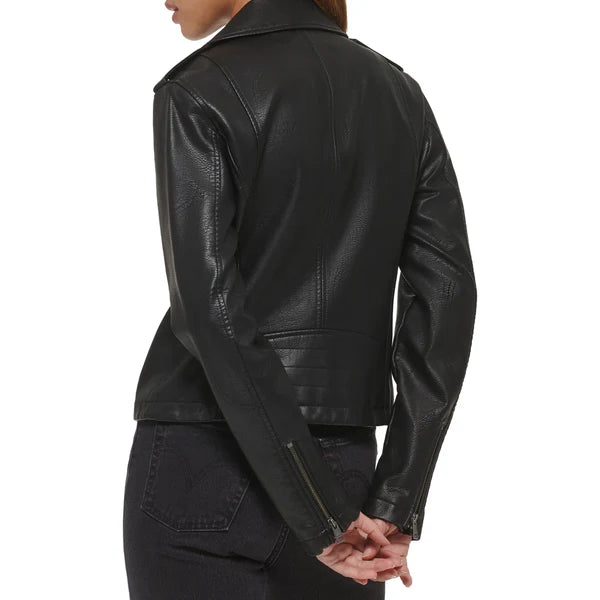 Women's Black Slim Fit Moto Leather Jacket-Women Leather Jacket-Premium Leather Store