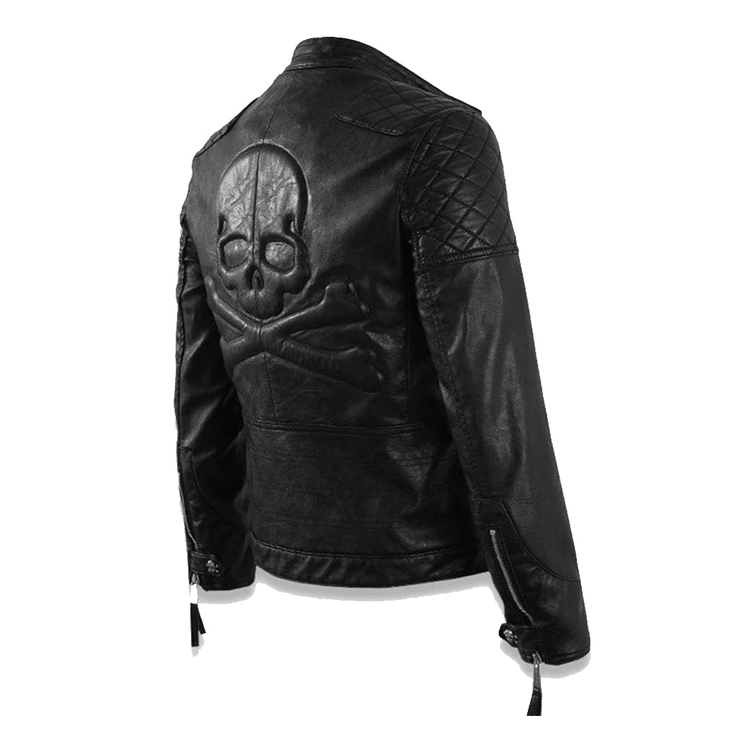 Men's Skull & Crossbones Leather Jacket-Men's Biker Jackets-Premium Leather Store