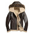 Men's Brown Faux Shearling Fur Leather Jacket-Men Shearling Jacket-Premium Leather Store