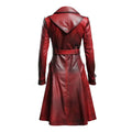 Women's Red Vire Long Fashionable Leather Coat-Women Leather Coat-Premium Leather Store
