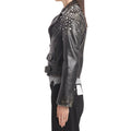 Women's Crystal Embellished Moto Leather Jacket-Women Leather Jacket-Premium Leather Store