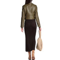 Women's Military Green Moto Leather Jacket-Women Leather Jacket-Premium Leather Store