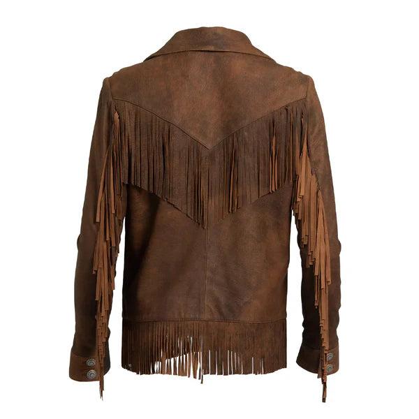 Women's Brown Leather Fringe Jacket-Women Leather Jacket-Premium Leather Store