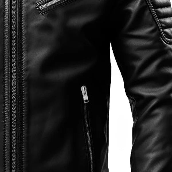 Men's Slim Fit Black Genuine Leather Jacket-Leather Jackets-Premium Leather Store