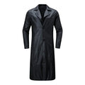Black Button Closure Leather Long Coat-Men Leather Coat-Premium Leather Store