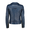 Women's Blue Zip-Up Handwaxed Moto Jacket-Women Leather Jacket-Premium Leather Store