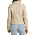 Women's Beige Sam Edelman Moto Leather Jacket-Women Biker Jacket-Premium Leather Store