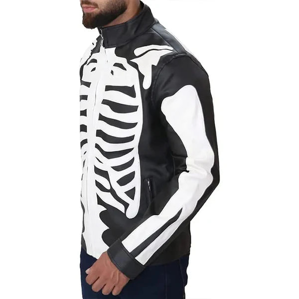 Men's Rob Zombie Skull Bones Leather Jacket-Leather Jackets-Premium Leather Store