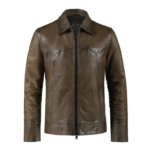 Men's Vintage Brown Phonics Leather Jacket-Leather Jackets-Premium Leather Store