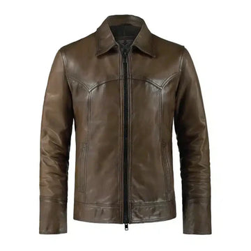Men's Vintage Brown Phonics Leather Jacket-Leather Jackets-Premium Leather Store