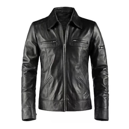 Men's Black Sable Genuine Leather Jacket-Leather Jackets-Premium Leather Store
