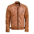 Men's Tan Nexus Biker Leather Jacket-Men's Biker Jackets-Premium Leather Store