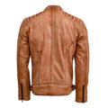 Men's Tan Nexus Biker Leather Jacket-Men's Biker Jackets-Premium Leather Store