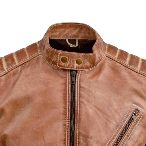 Men's Tan Nexus Biker Leather Jacket-Men's Biker Jackets-Premium Leather Store