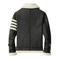 Men's Black & White Faux Shearling B3 Bomber Jacket-Men Shearling Jacket-Premium Leather Store