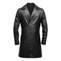 Black Classic Long Premium Leather Coat-Men Leather Coat-Premium Leather Store