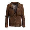 Women's Brown Leather Fringe Jacket-Women Leather Jacket-Premium Leather Store