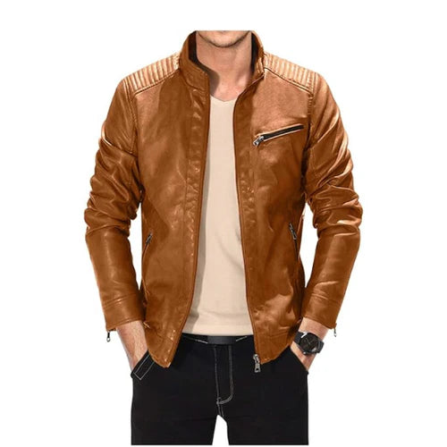 Men's Brown Vendetta Motorcycle Leather Jacket-Men's Biker Jackets-Premium Leather Store