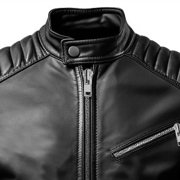 Men's Slim Fit Black Genuine Leather Jacket-Leather Jackets-Premium Leather Store