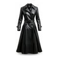 Women's Black Bravura Long Designer Leather Coat-Women Leather Coat-Premium Leather Store