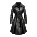 Women's Black Lumos Stylish Long Leather Coat-Women Leather Coat-Premium Leather Store