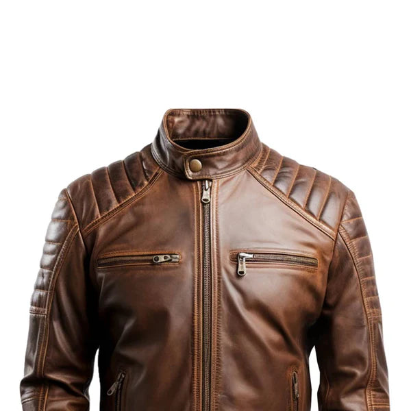 Men's Leo Distressed Brown Leather Jacket-Leather Jackets-Premium Leather Store