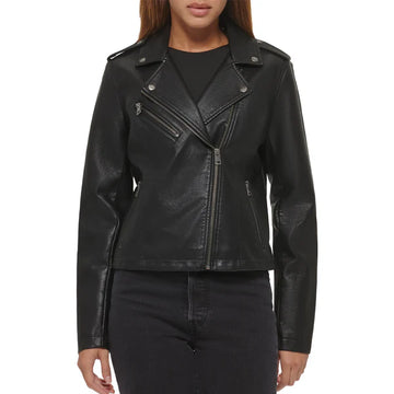 Women's Black Slim Fit Moto Leather Jacket-Women Leather Jacket-Premium Leather Store