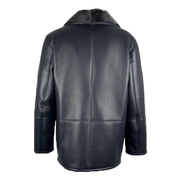 Black Alex's Shearling Driving Real Leather Coat-Men Leather Coat-Premium Leather Store