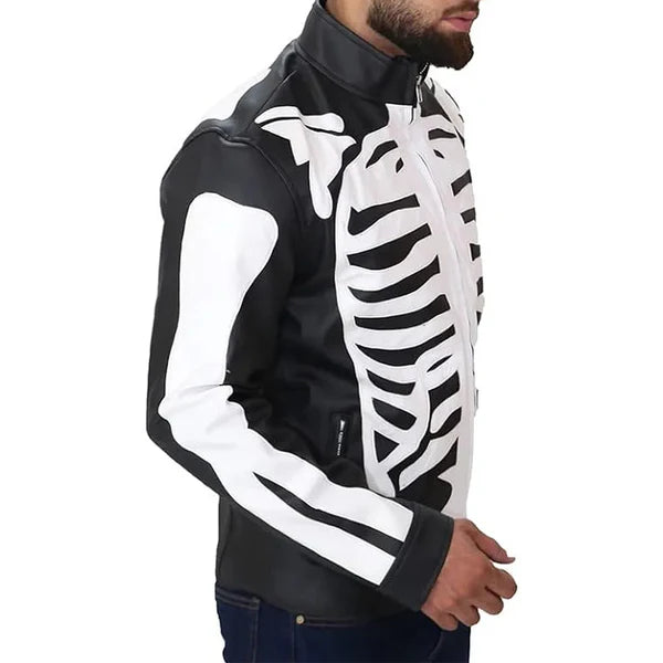 Men's Rob Zombie Skull Bones Leather Jacket-Leather Jackets-Premium Leather Store