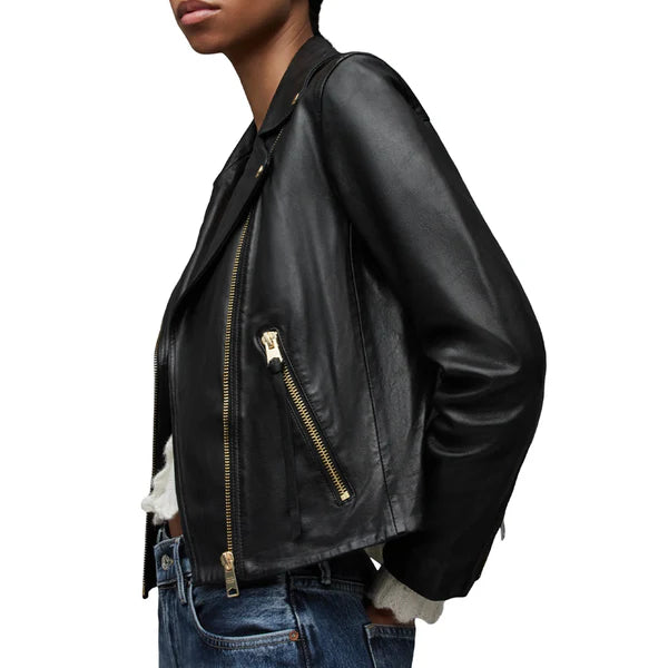 Women's Black Dalby Moto Leather Jacket-Women Biker Jacket-Premium Leather Store