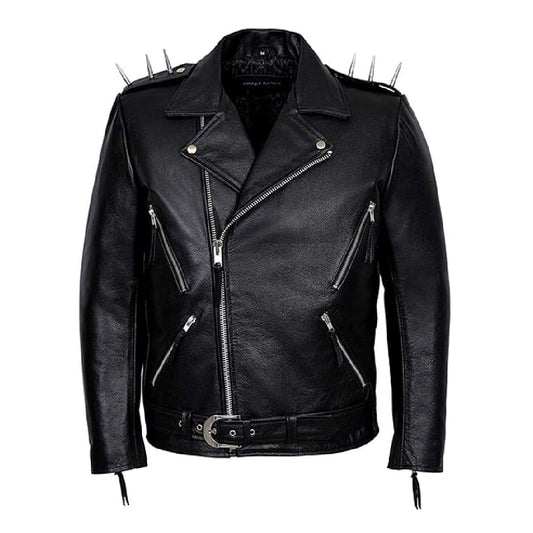 Men's Ghost Rider Black Motorcycle Leather Jacket-Men's Biker Jackets-Premium Leather Store