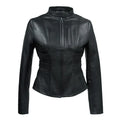 Women's Black Genuine Moto Leather Jacket-Women Bomber Jacket-Premium Leather Store