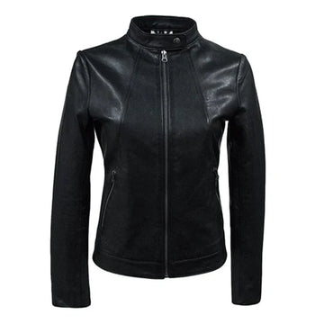 Women's Black Prison Moto Leather Jacket-Women Bomber Jacket-Premium Leather Store