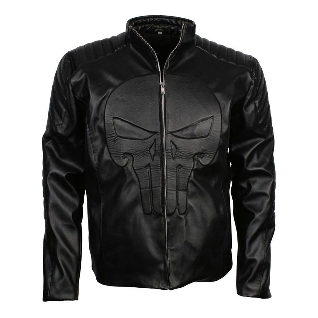 Men's Punisher Skull Leather Jacket-Leather Jackets-Premium Leather Store