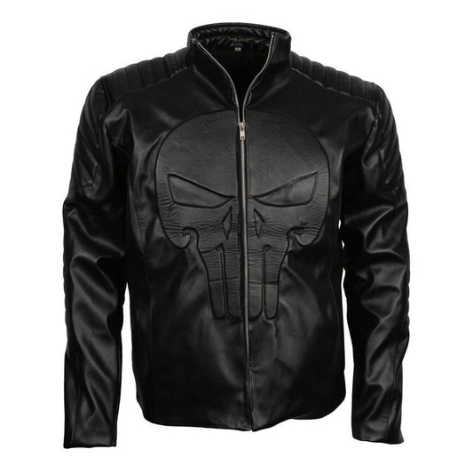 Men's Punisher Skull Leather Jacket-Leather Jackets-Premium Leather Store
