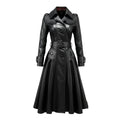 Women's Black Zeon Long Designer Leather Coat-Women Leather Coat-Premium Leather Store