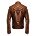 Men's Brown Racer Biker Leather Jacket-Men's Biker Jackets-Premium Leather Store