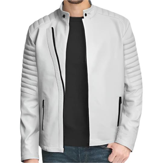 Men's White Titan Leather Jacket-Leather Jackets-Premium Leather Store
