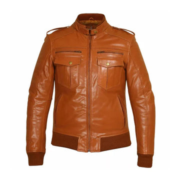 Men's Tan Motorcycle Touring Leather Jacket-Leather Jackets-Premium Leather Store