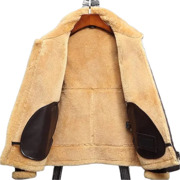 Men's B-3 Faux Shearling Thermal Leather Jacket-Men Shearling Jacket-Premium Leather Store