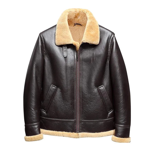 Men's B-3 Faux Shearling Thermal Leather Jacket-Men Shearling Jacket-Premium Leather Store