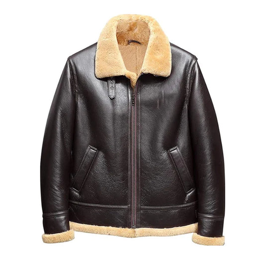 Men's B-3 Faux Shearling Thermal Leather Jacket-Men Shearling Jacket-Premium Leather Store
