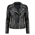 Women's Black Zip-Up Handwaxed Moto Jacket-Women Leather Jacket-Premium Leather Store