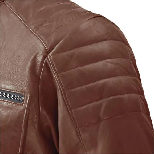 Men's Rebellion Tan Biker Leather Jacket-Men's Biker Jackets-Premium Leather Store