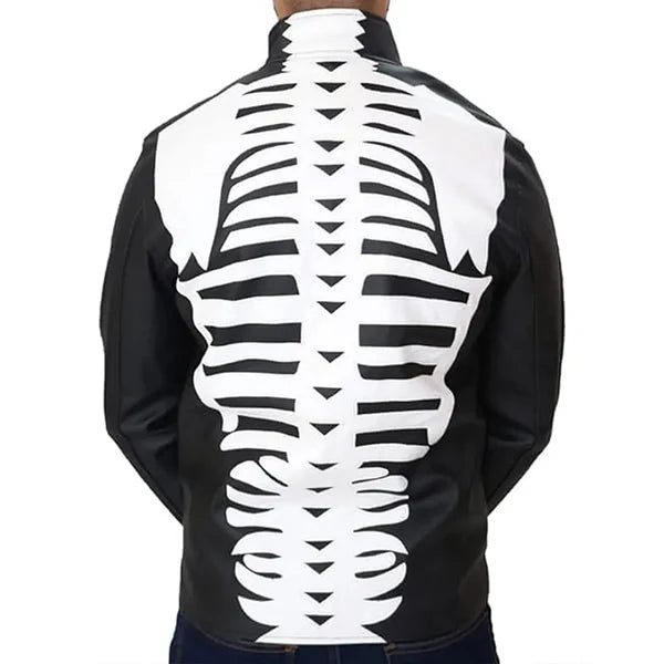 Men's Rob Zombie Skull Bones Leather Jacket-Leather Jackets-Premium Leather Store